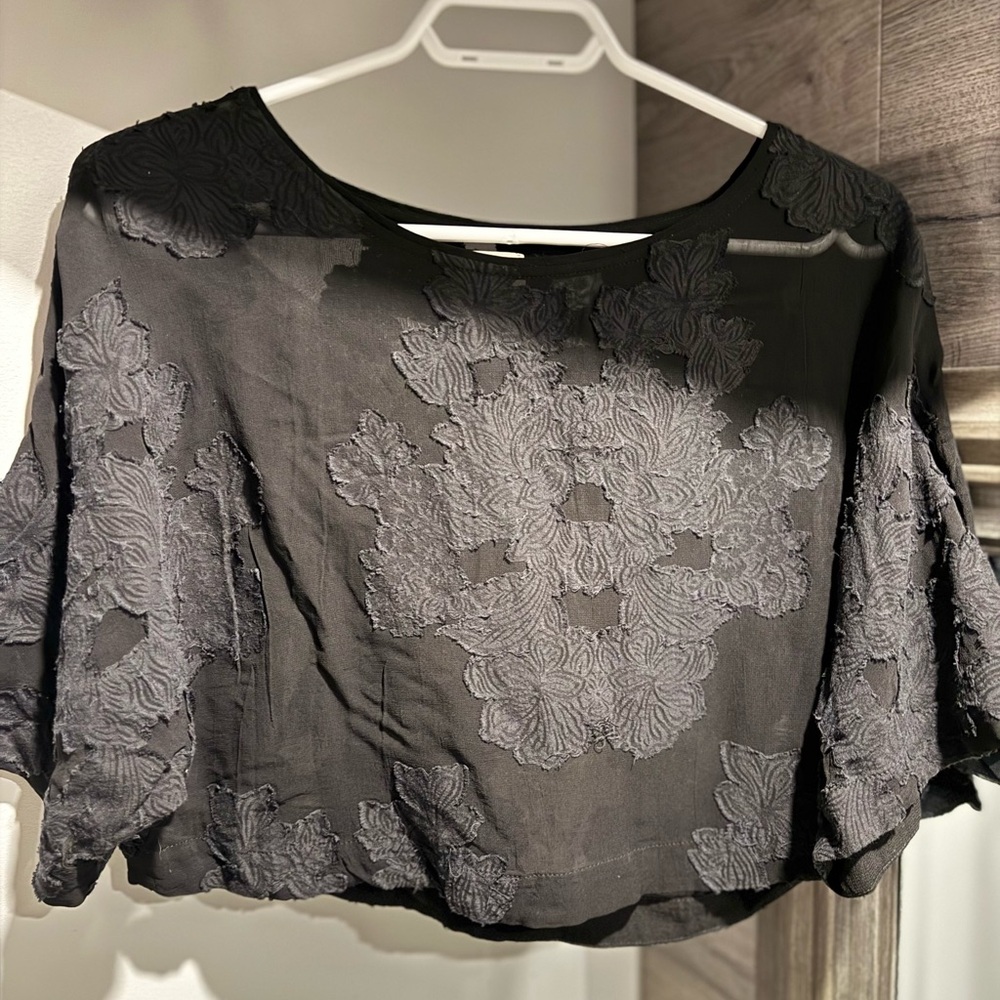 Wilfred Black Floral Embroidered Top
